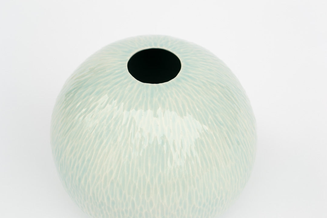 Blue Sphere Vase | Carved