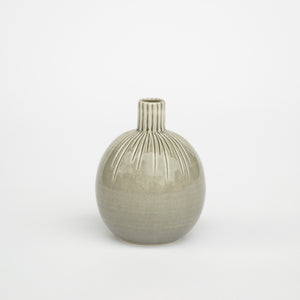 Grey bud vase | Carved