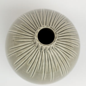 Grey bud vase | Carved