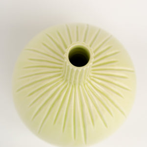 Light Green bud vase | Carved