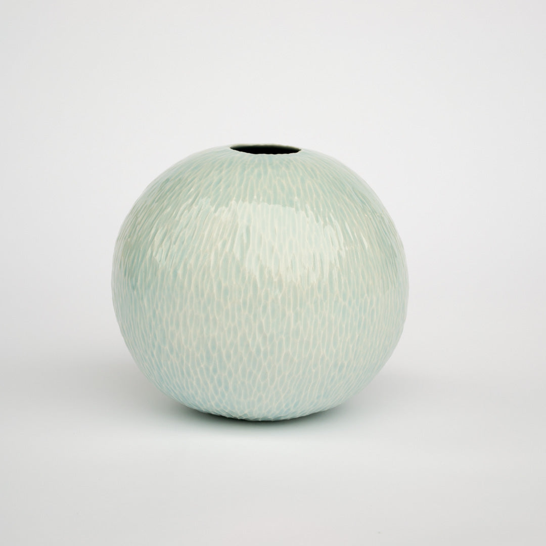 Blue Sphere Vase | Carved