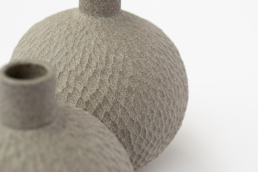 Granite Grey Bud Vase | Carved